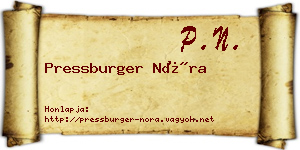 Pressburger Nóra névjegykártya